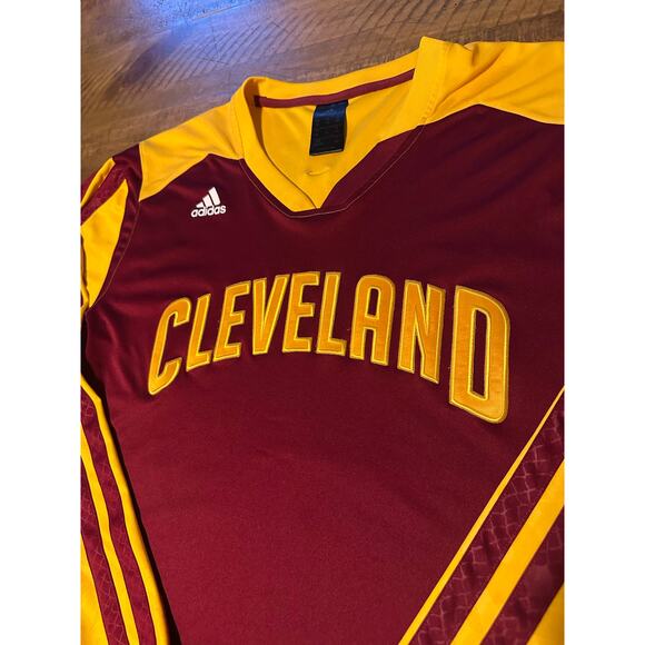 Adidas Cleveland Cavaliers NBA Warm Up Shooting Shirt 2XL Wine Gold Long Sleeve - Picture 6 of 10